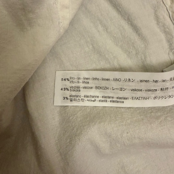 Zara Dress White Linen Blend Button-Up Shirt Size L Classic Coastal Minimalist - Picture 8 of 8